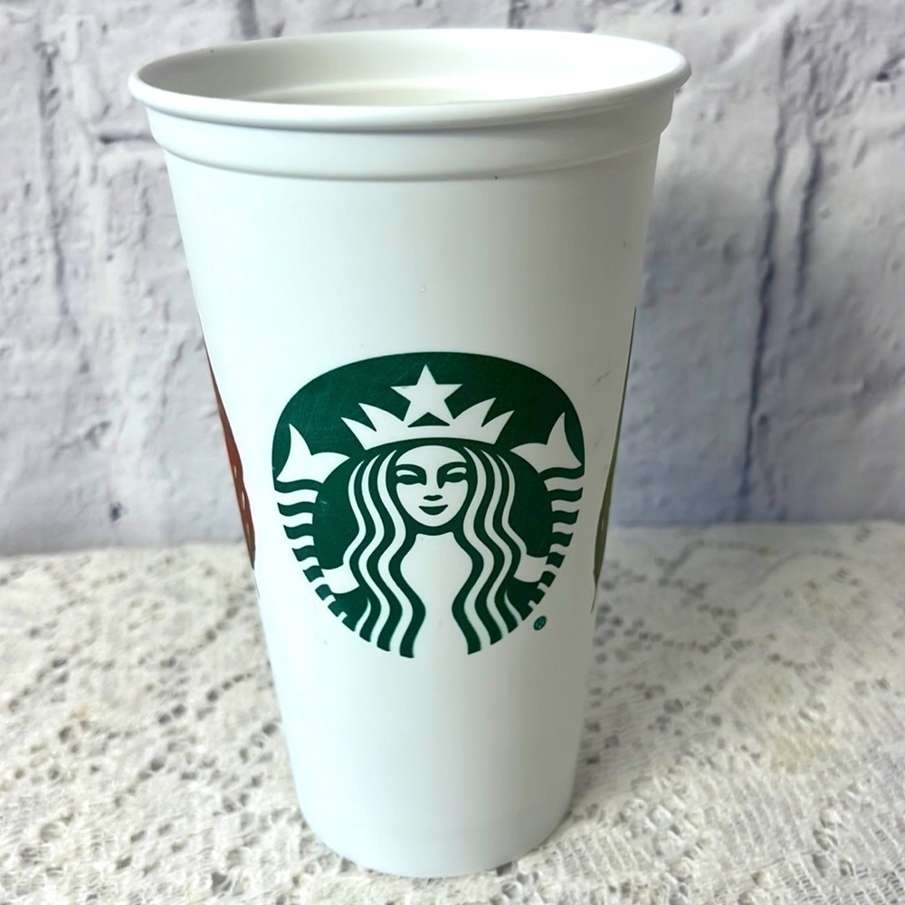 𝅺starbucks 16oz. Plastic “Leaves Changing Seasons” Tumbler